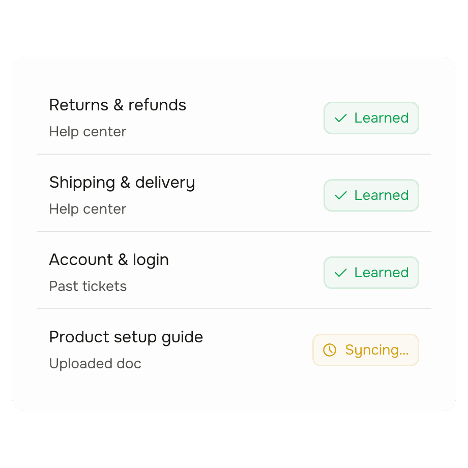 Silver's knowledge base showing help articles learned from a help center